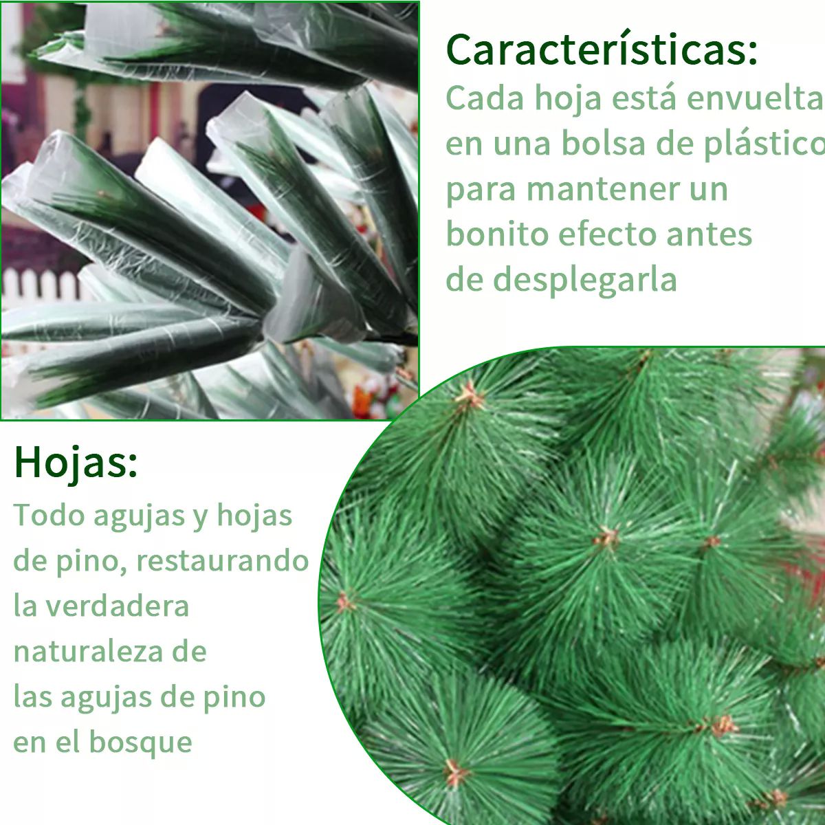 Árbol de Navidad Pino de Navidad Artificial Agujas de Pino Color Verde 1.83 m y 250 Ramas