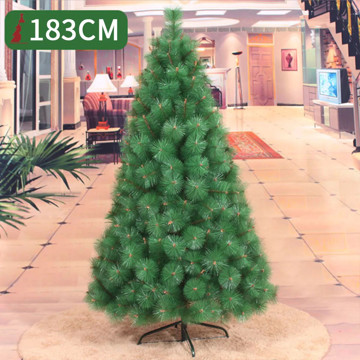 Árbol de Navidad Pino de Navidad Artificial Agujas de Pino Color Verde 1.83 m y 250 Ramas