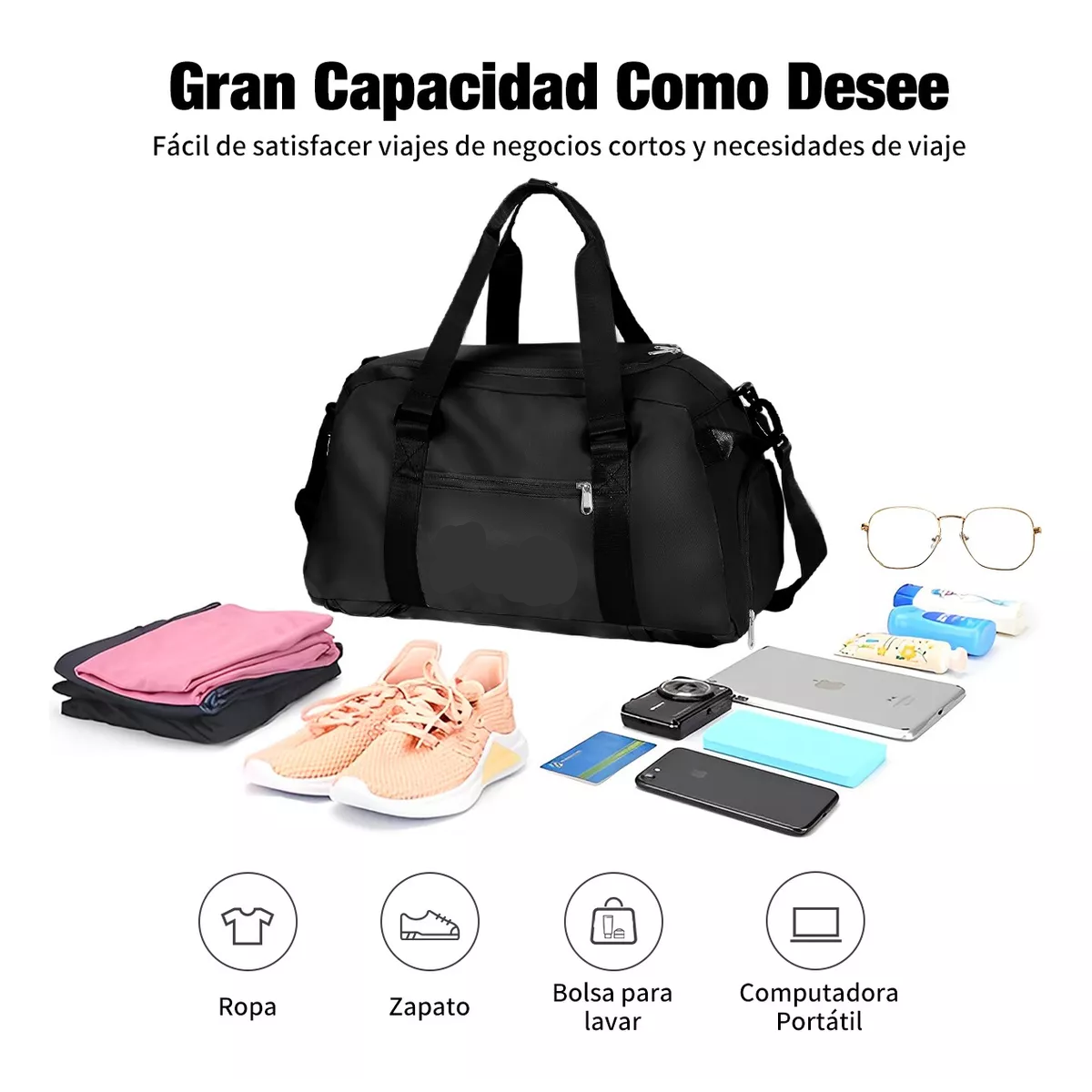 Maleta Deportiva Bolsa Gym Viaje Mochila Moda Fitness Bag Negro