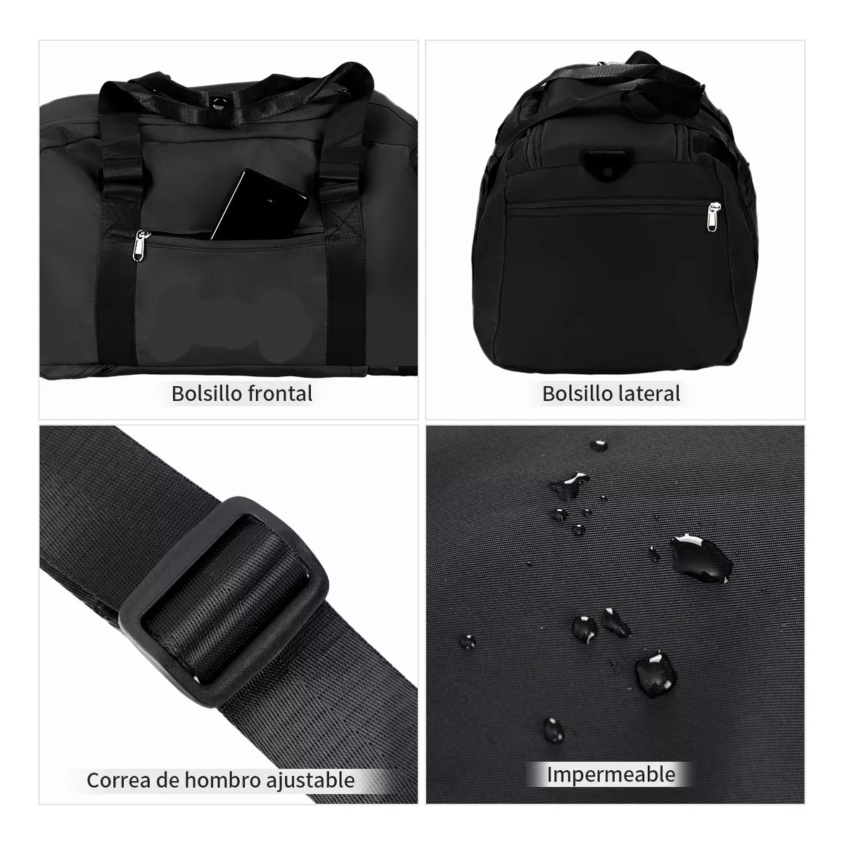Maleta Deportiva Bolsa Gym Viaje Mochila Moda Fitness Bag Negro