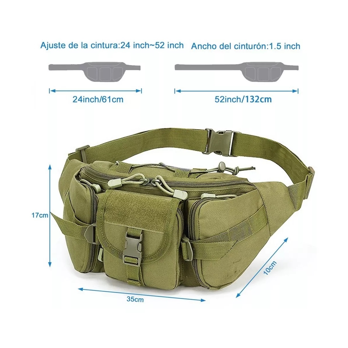 Cangurera Tactica Militar Impermeable Riñonera Deportiva Verde
