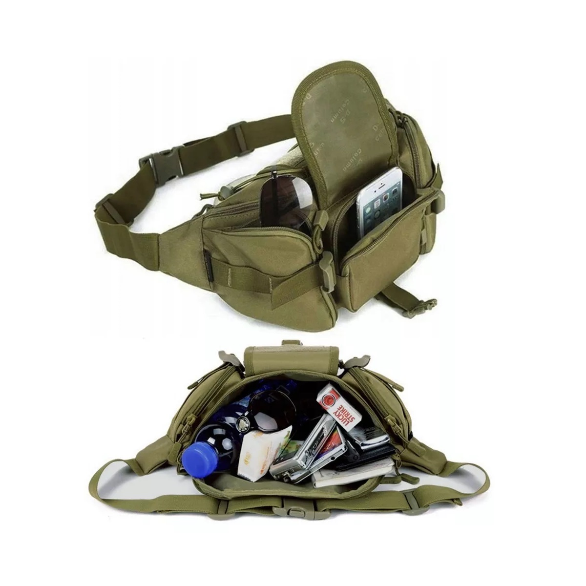 Cangurera Tactica Militar Impermeable Riñonera Deportiva Verde