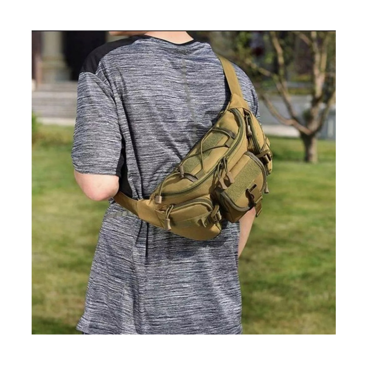 Cangurera Tactica Militar Impermeable Riñonera Deportiva Verde