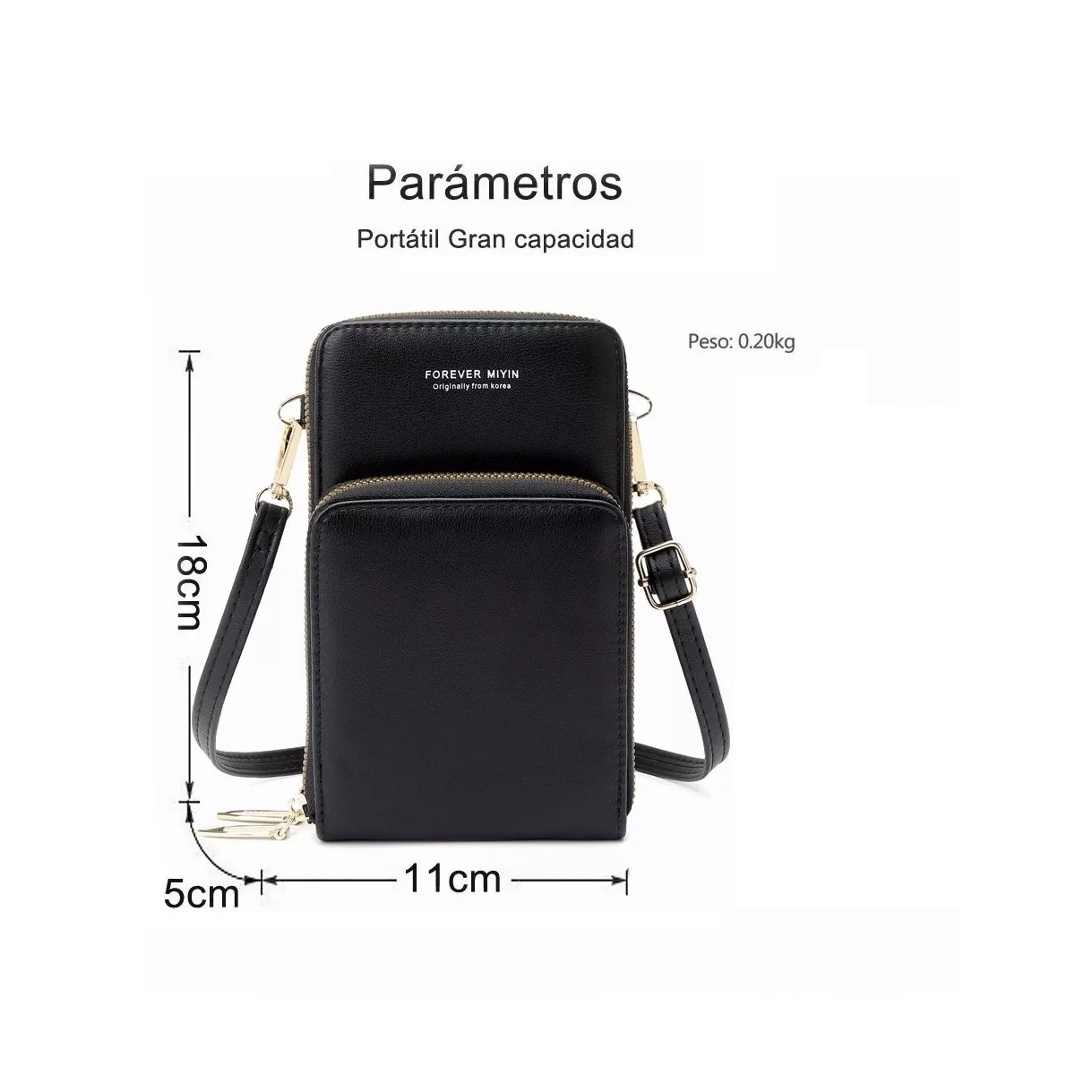 Bolsa Bandolera Cruzada Mujer Monedero Carteras Mochila Dama Negro