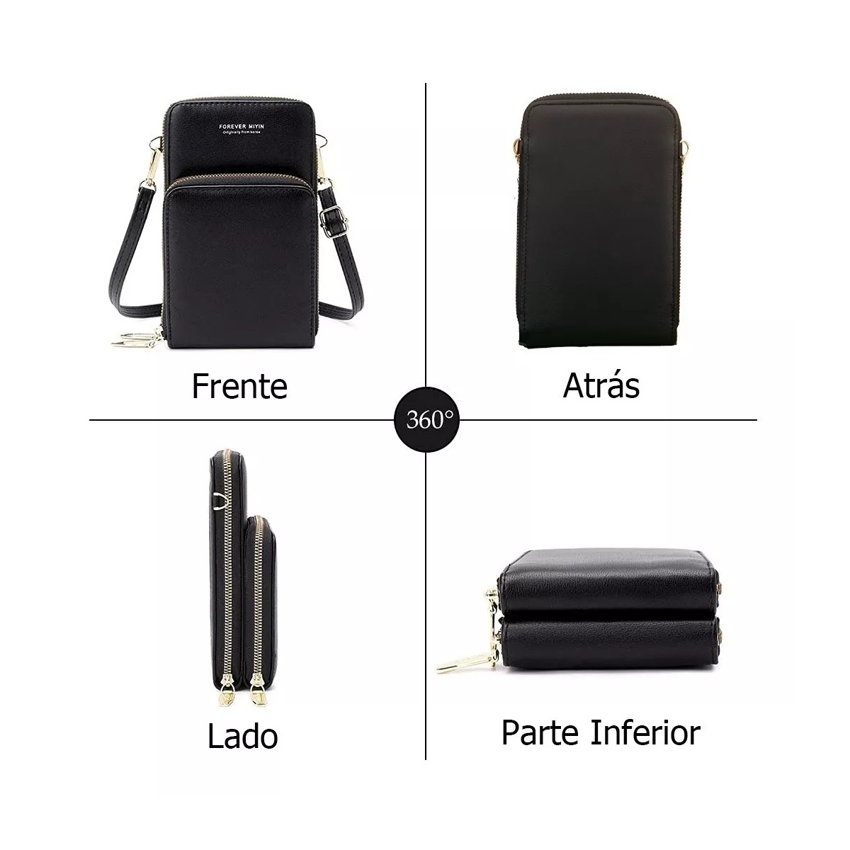 Bolsa Bandolera Cruzada Mujer Monedero Carteras Mochila Dama Negro