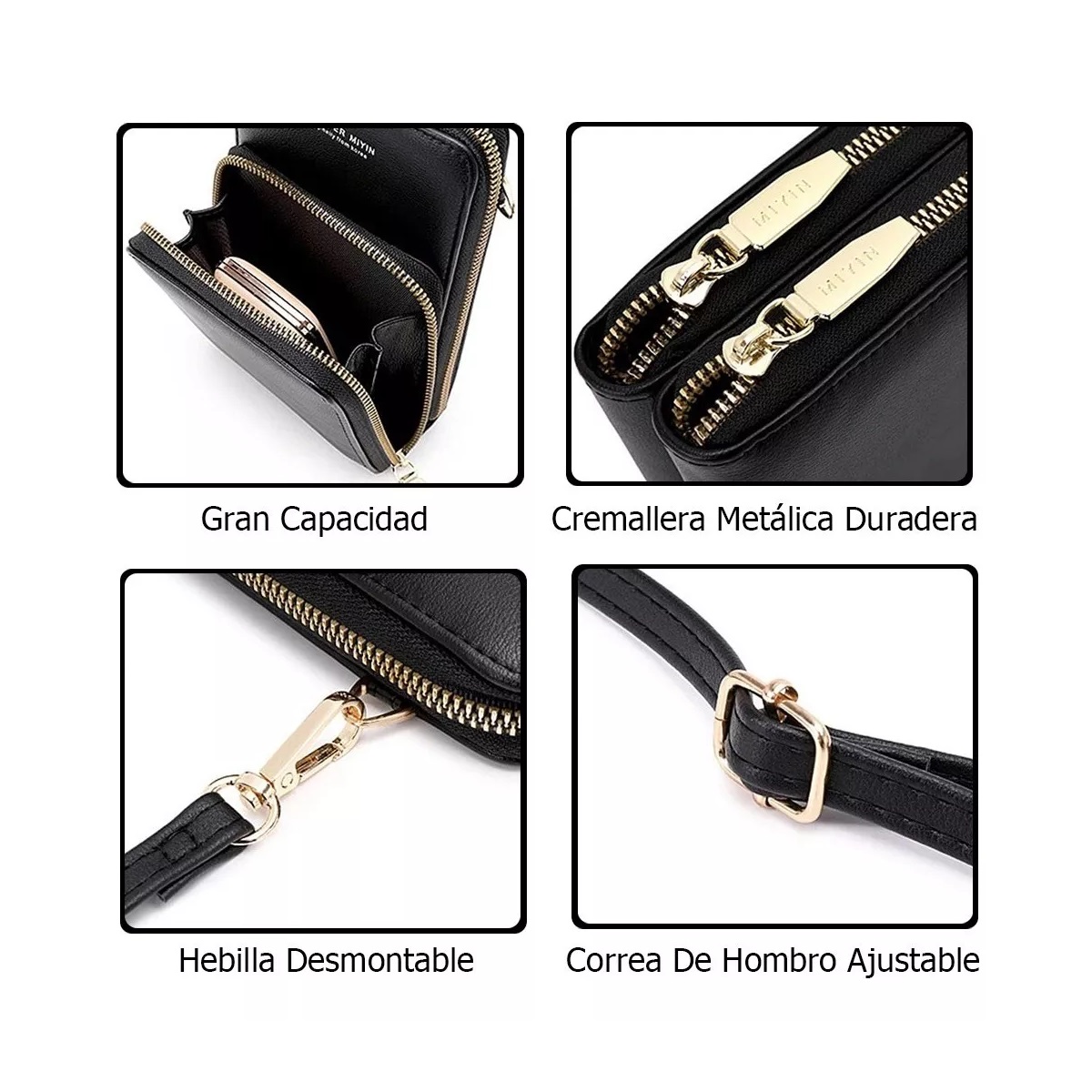 Bolsa Bandolera Cruzada Mujer Monedero Carteras Mochila Dama Negro