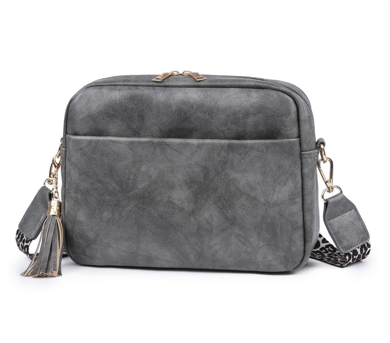 Bolso Bandolera De Mujer De Piel Resistente Al Agua gris