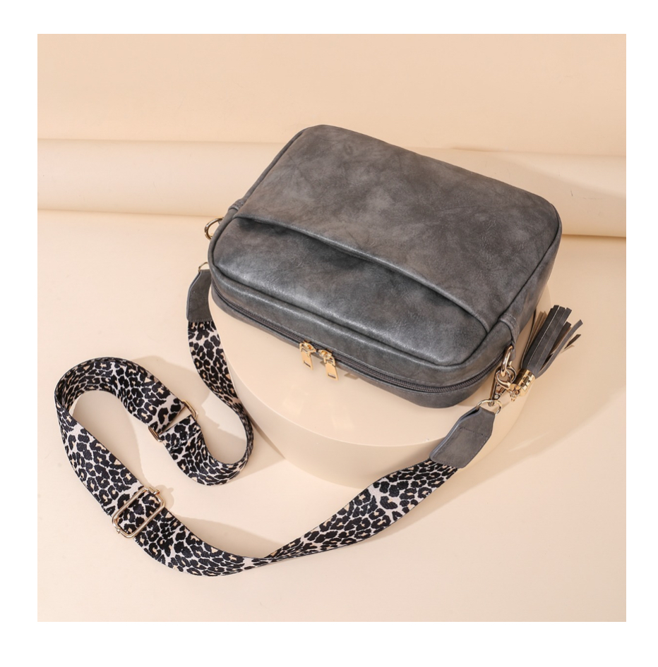 Bolso Bandolera De Mujer De Piel Resistente Al Agua gris