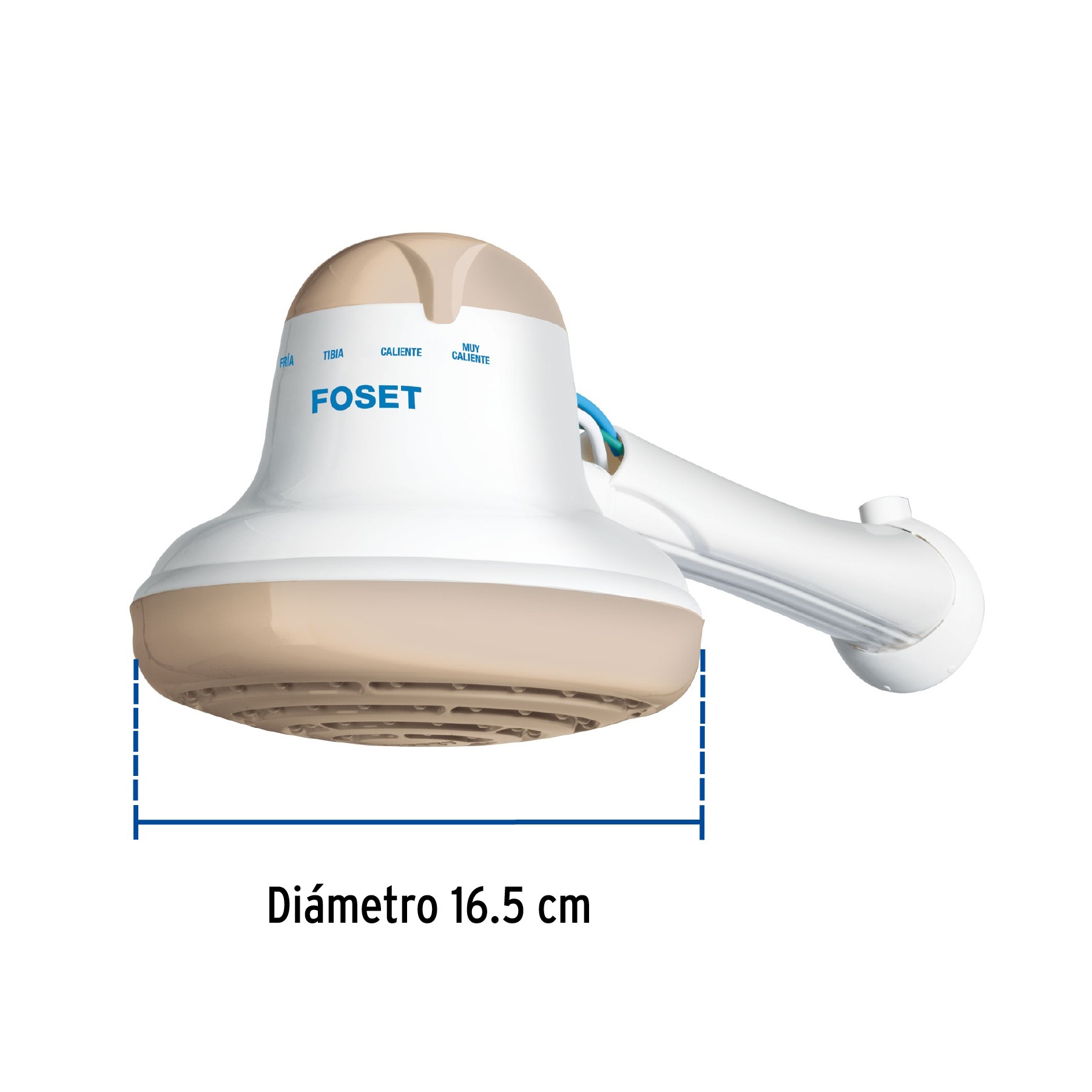 REGADERA ELÉCTRICA DE 4 TEMPERATURAS, 6-1/2", BEIGE, FOSET 40240