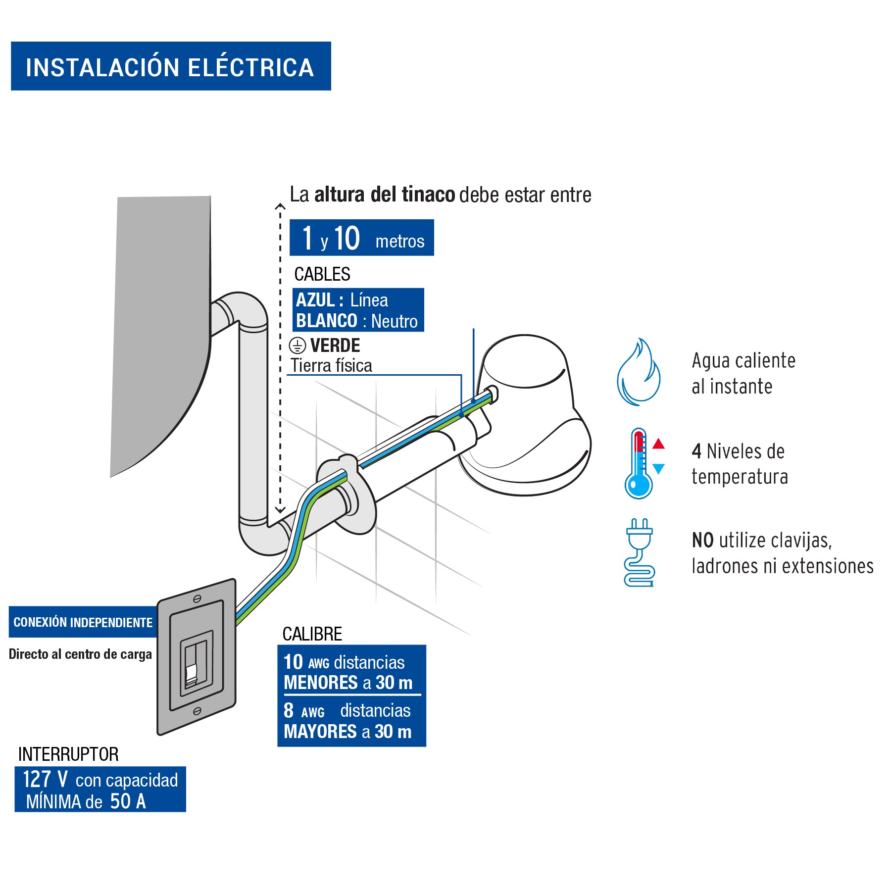 REGADERA ELÉCTRICA DE 4 TEMPERATURAS, 6-1/2", BEIGE, FOSET 40240