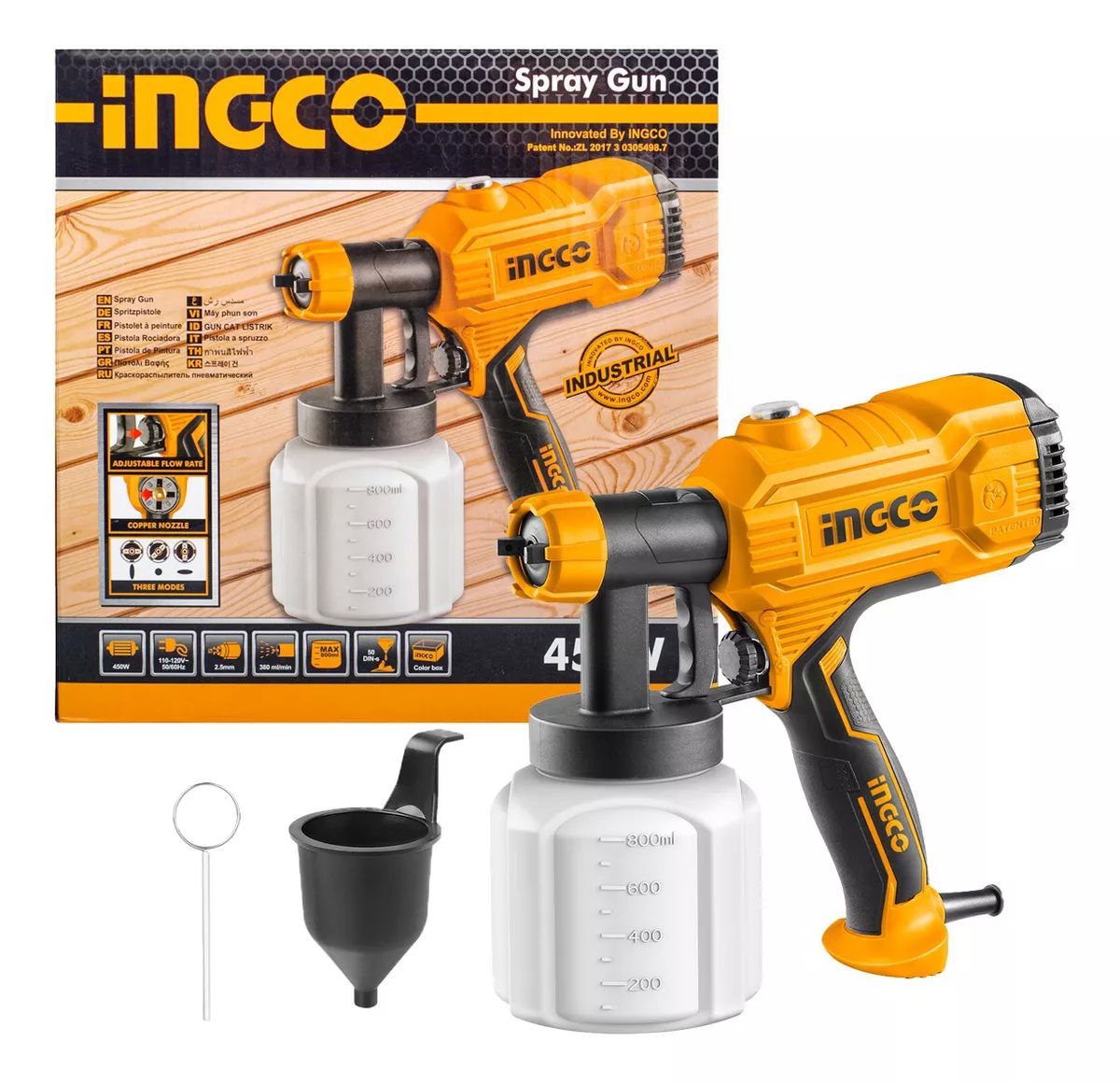 Pistola Rociadora De Pintura Ingco Uspg3508 Ingco 800ml 450w