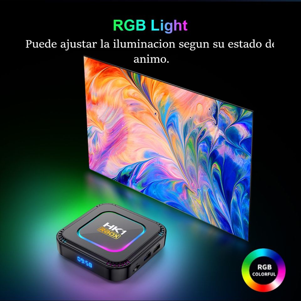 TV box smartTV pantalla negro control inteligente luz Android 13