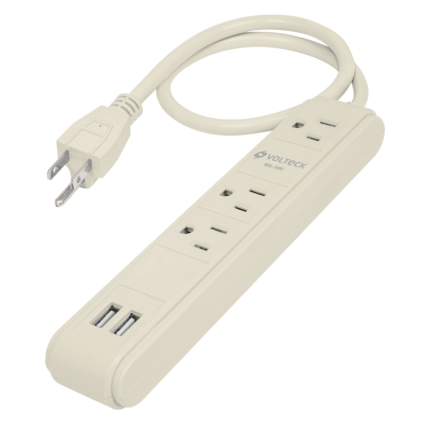 MULTICONTACTO 16 AWG 3 ENTRADAS 2 PUERTOS USB SUPRESOR 300 J VOLTECK 46089