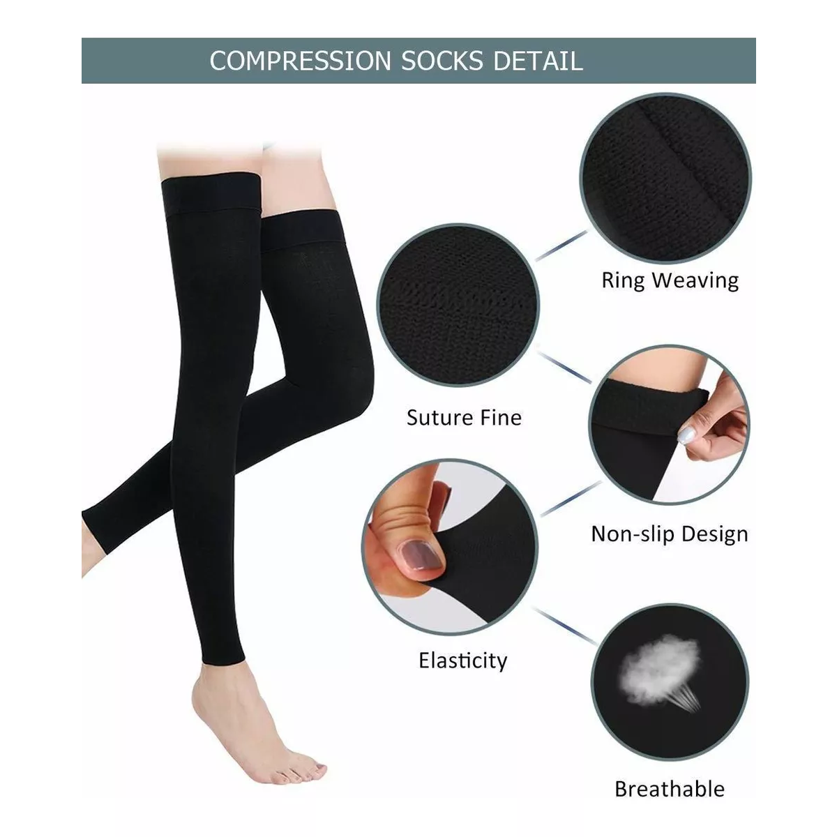 Calcetines De Compresion, Medias De Compresion 20-30 Mmhg Punta Abierta  Grad 