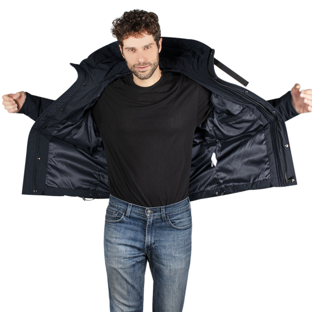 Chamarra Hombre Greenlander Capitonada  Gorro Ajustable Pol8903