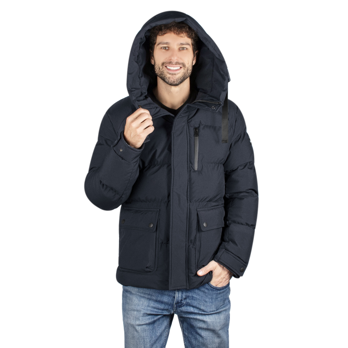 Chamarra Hombre Greenlander Capitonada  Gorro Ajustable Pol8903