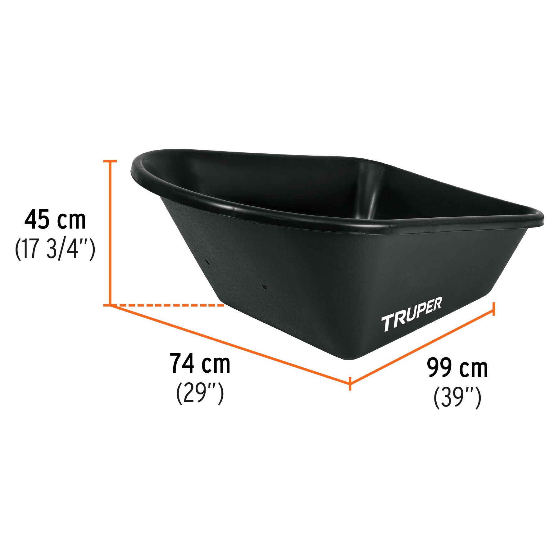 CARRETILLA CONCHA PLÁSTICA 6 FT3 NEUMÁTICA, BASTIDOR TUBULAR TRUPER 11777