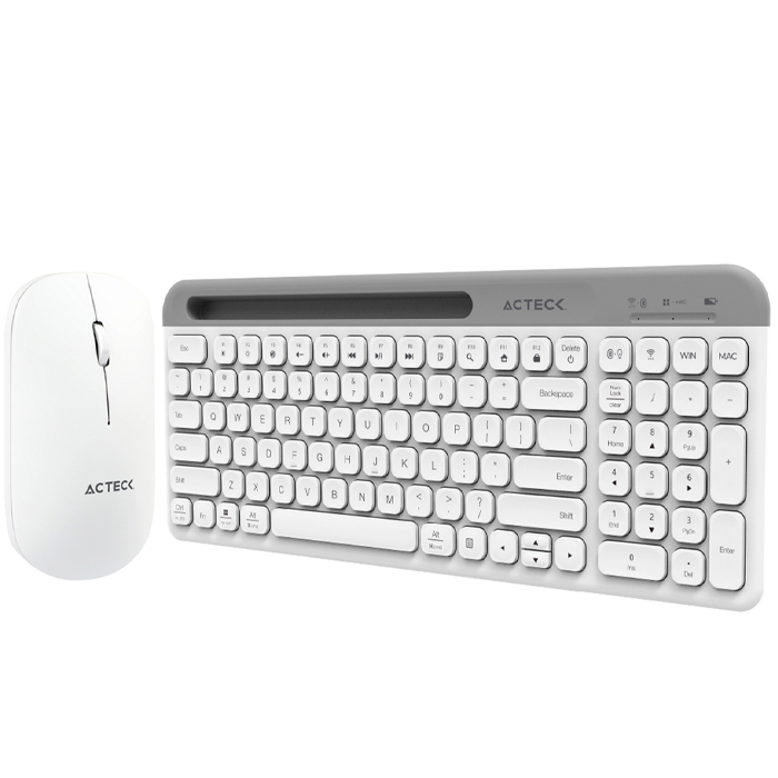 Kit Teclado y Mouse ACTECK VIRTUOS SILK MK720 Inalambrico USB-C Blanco AC-936262 
