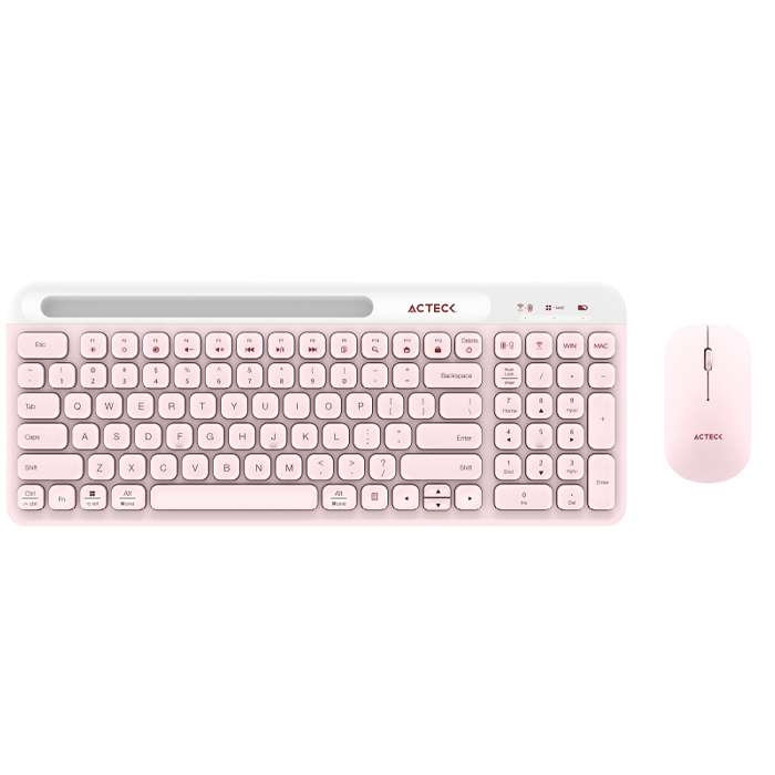 Kit Teclado y Mouse ACTECK VIRTUOS SILK MK720 Inalambrico USB-C Rosa AC-936279 