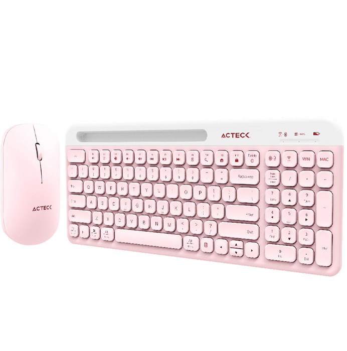 Kit Teclado y Mouse ACTECK VIRTUOS SILK MK720 Inalambrico USB-C Rosa AC-936279 