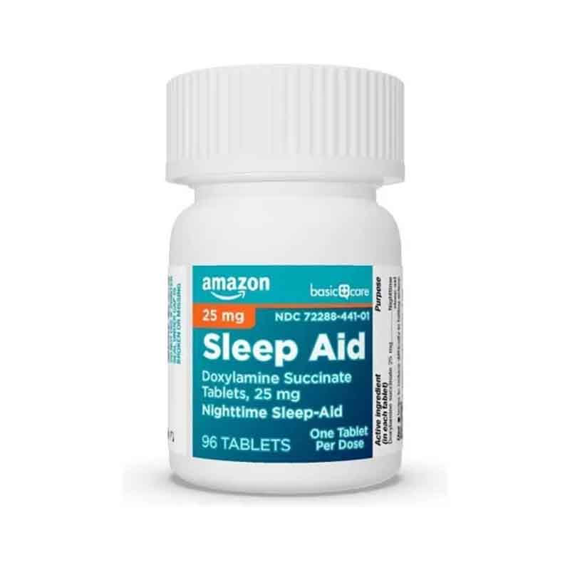 Sleep Aid 25mg Amazon (Doxylamine Succinate 25mcg) Auxilio Sueño Nocturno 96 tabletas