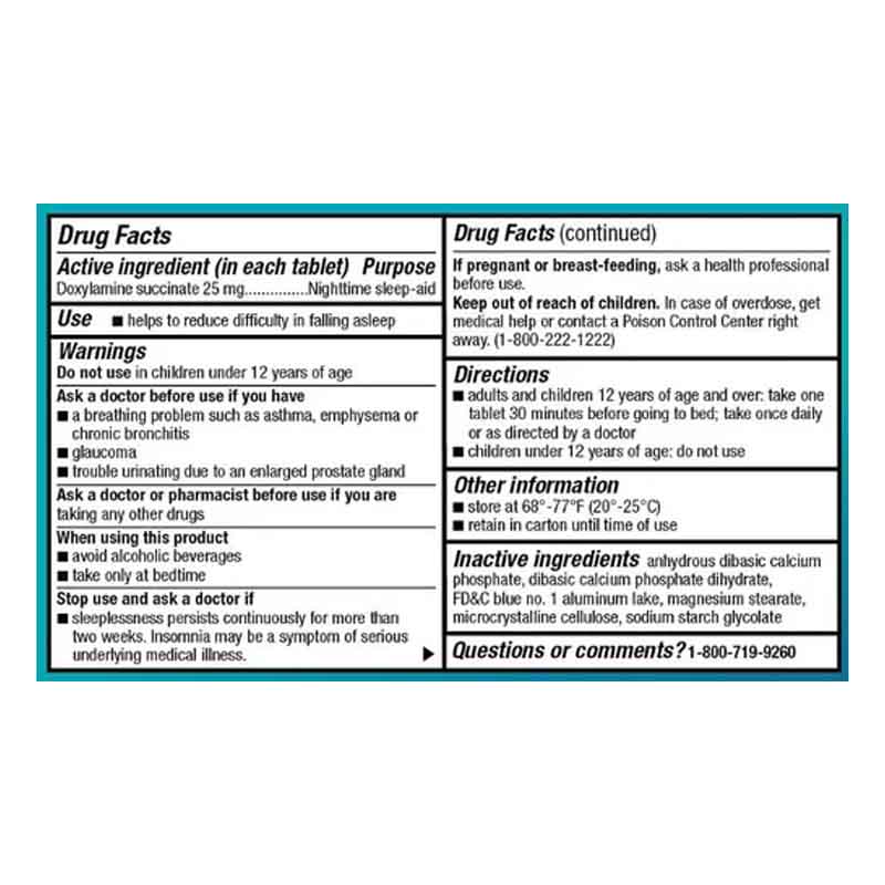 Sleep Aid 25mg Amazon (Doxylamine Succinate 25mcg) Auxilio Sueño Nocturno 96 tabletas