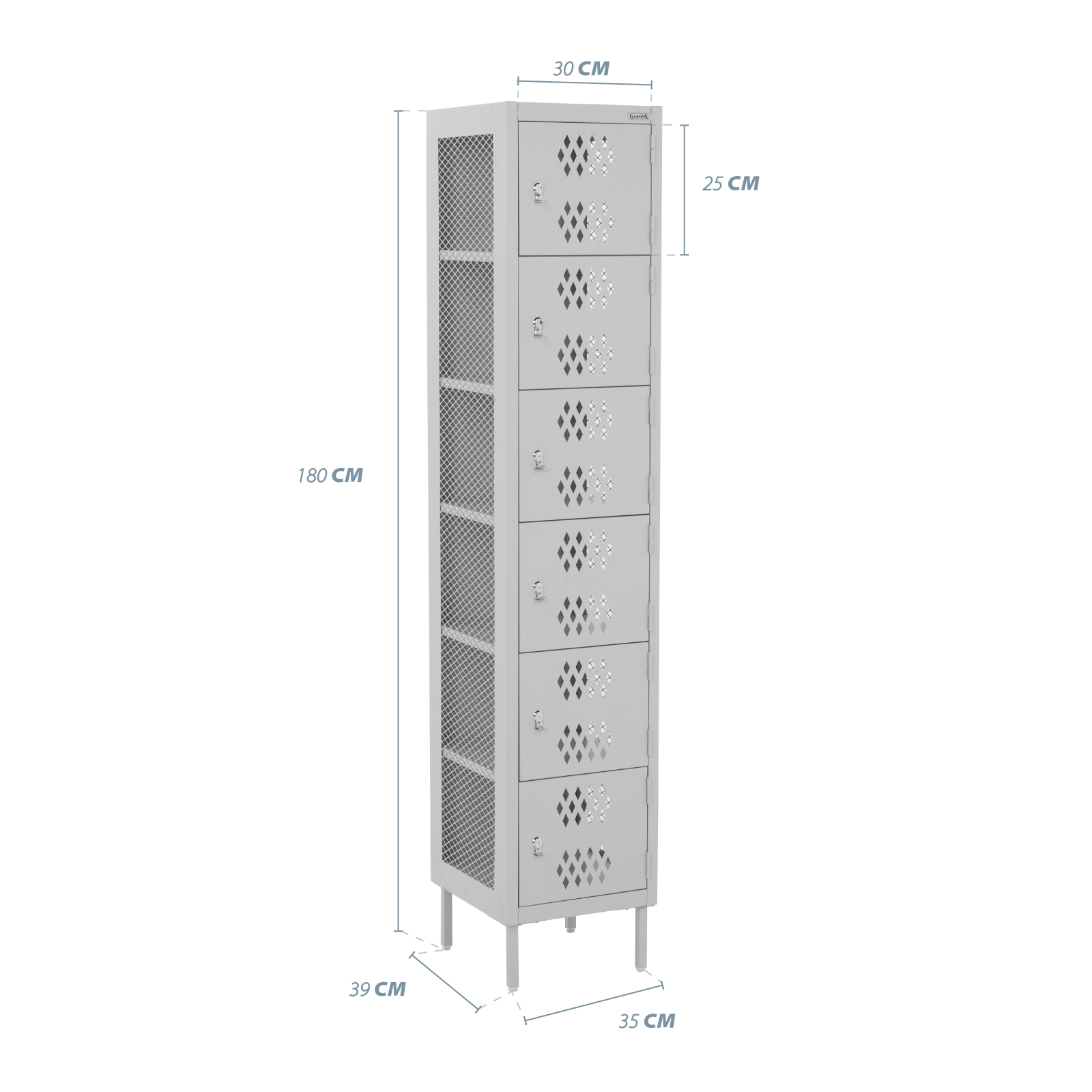 Guardex Monaco Locker de Seis Niveles | Varias Puertas Casilleros Trabajo Oficina Gris Claro