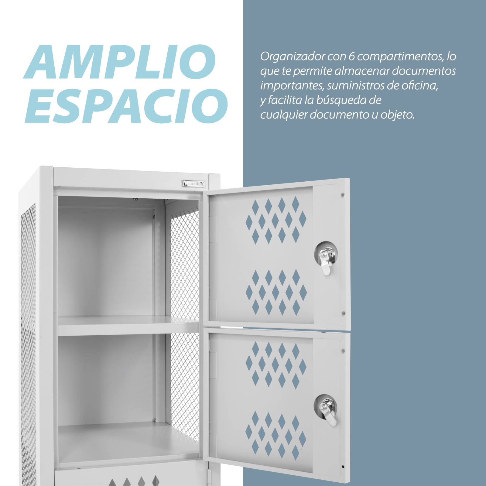 Guardex Monaco Locker de Seis Niveles | Varias Puertas Casilleros Trabajo Oficina Gris Claro