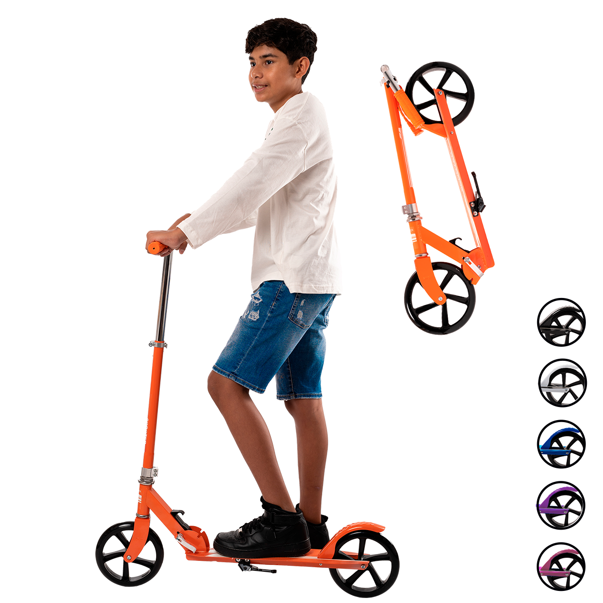 Scooter Plegable y Ajustable Patín Del Diablo Para Niños Y Adolescentes Color Naranja