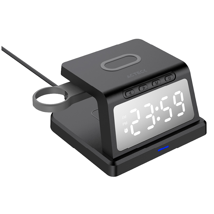 Cargador Inalambrico ACTECK ENERGON S-MATE CI730 iPhone IWatch AirPods USB- C Negro AC-937146