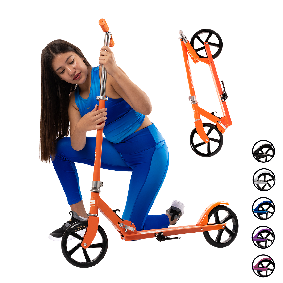 Scooter Plegable y Ajustable Patín Del Diablo Para Niños Y Adolescentes Color Naranja