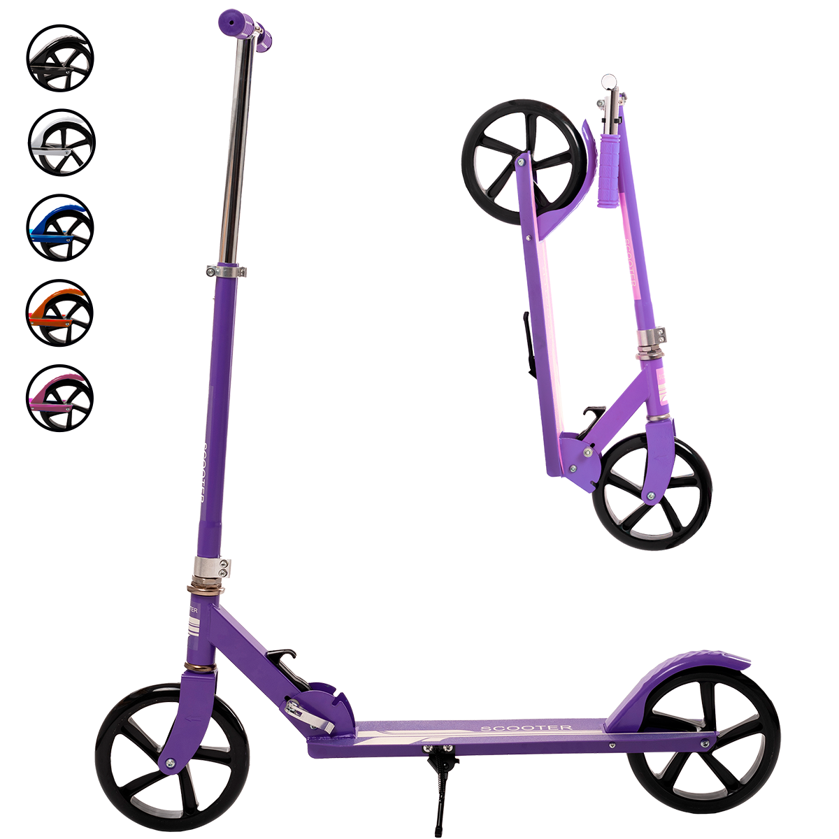 Scooter Plegable y Ajustable Patín Del Diablo Para Niños Y Adolescentes Color Morado
