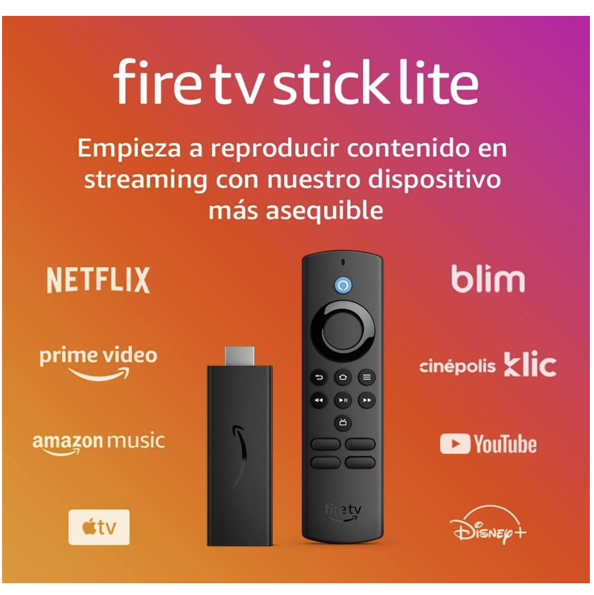 Amazon Fire TV Stick Lite Control Remoto TV Voz Alexa Full HD