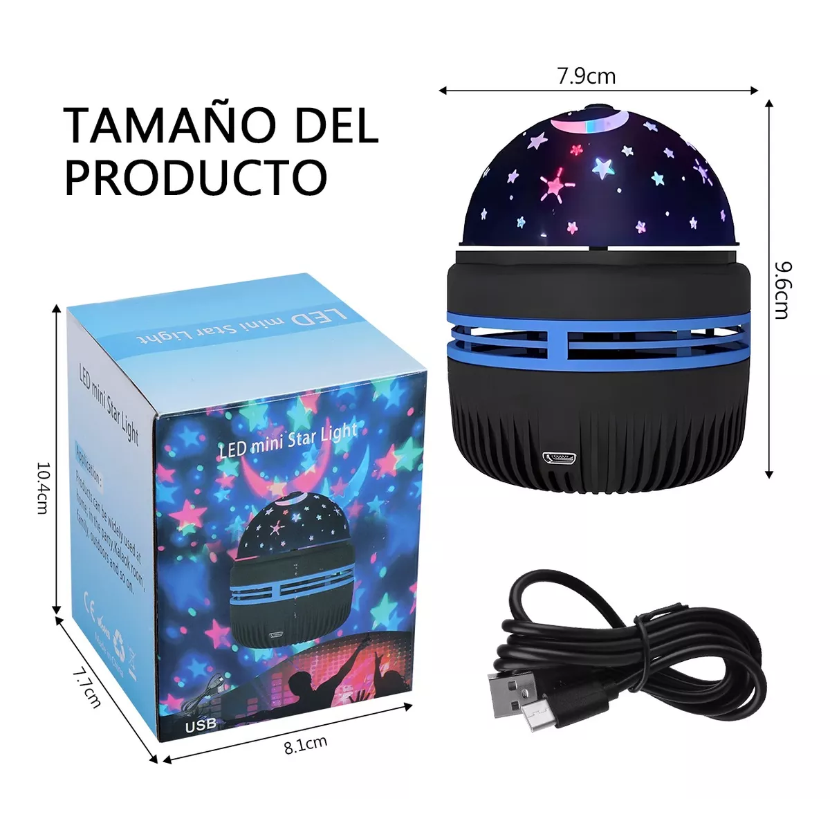 Lámpara Noche Mesa Proyector De Estrellas Niños Usb O Pilas
