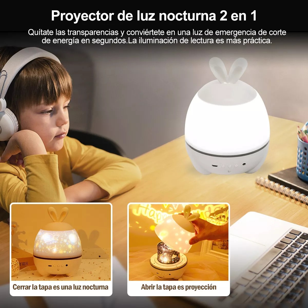 Lámpara De Proyector Star, Luces Nocturnas Recargables Blanco