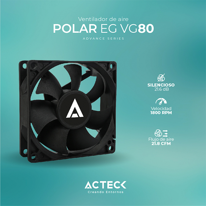 Ventilador ACTECK POLAR EG VG80 80mm 2500rpm Negro AC-938129
