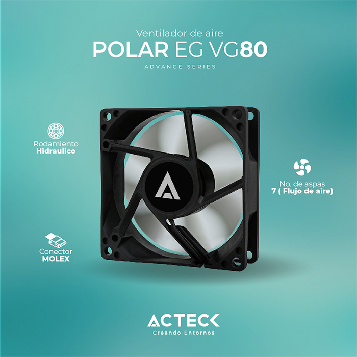 Ventilador ACTECK POLAR EG VG80 80mm 2500rpm Negro AC-938129