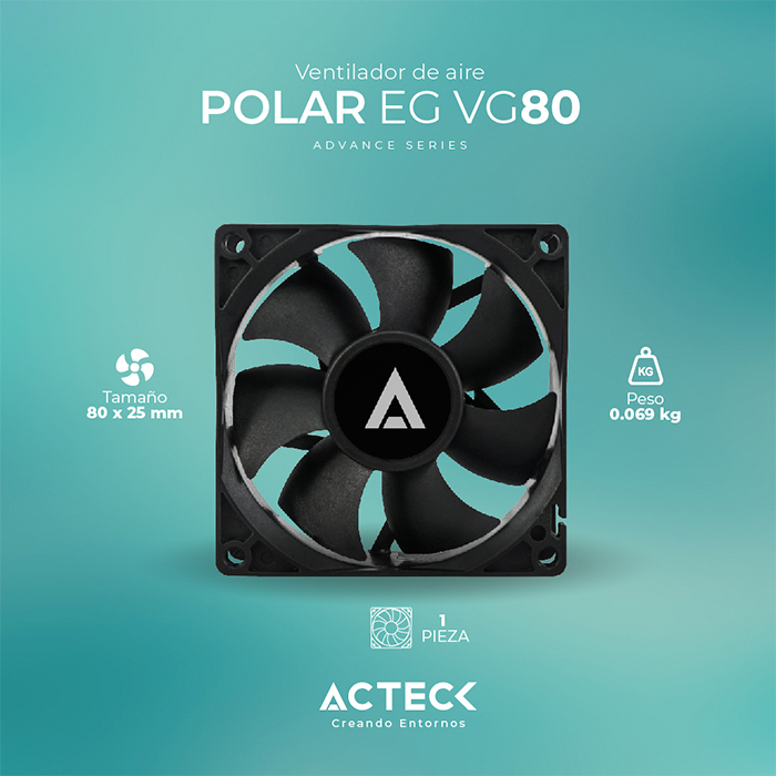 Ventilador ACTECK POLAR EG VG80 80mm 2500rpm Negro AC-938129