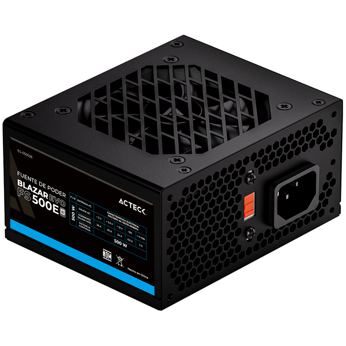 Fuente de Poder ACTECK PC 500W BLAZAR EVO FS500E Slim Micro ATX Negro ES-05002E