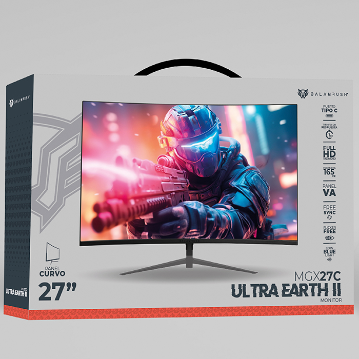 Monitor Gamer Curvo 27 BALAM RUSH ULTRA EARTH II MGX27C 1ms 165Hz FHD VA LED USB-C Negro BR-938273 