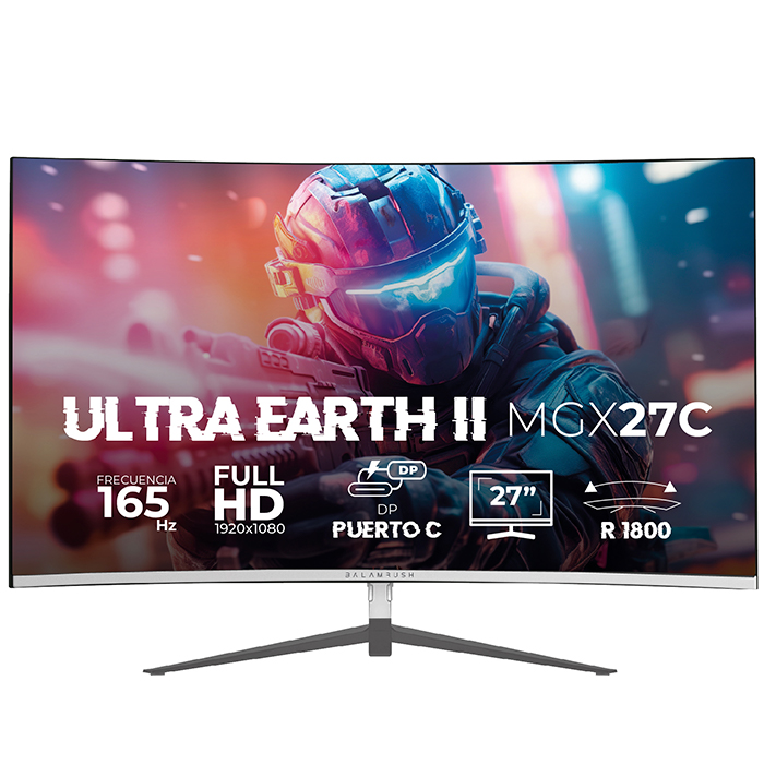 Monitor Gamer Curvo 27 BALAM RUSH ULTRA EARTH II MGX27C 1ms 165Hz FHD VA LED USB-C Blanco BR-938280 