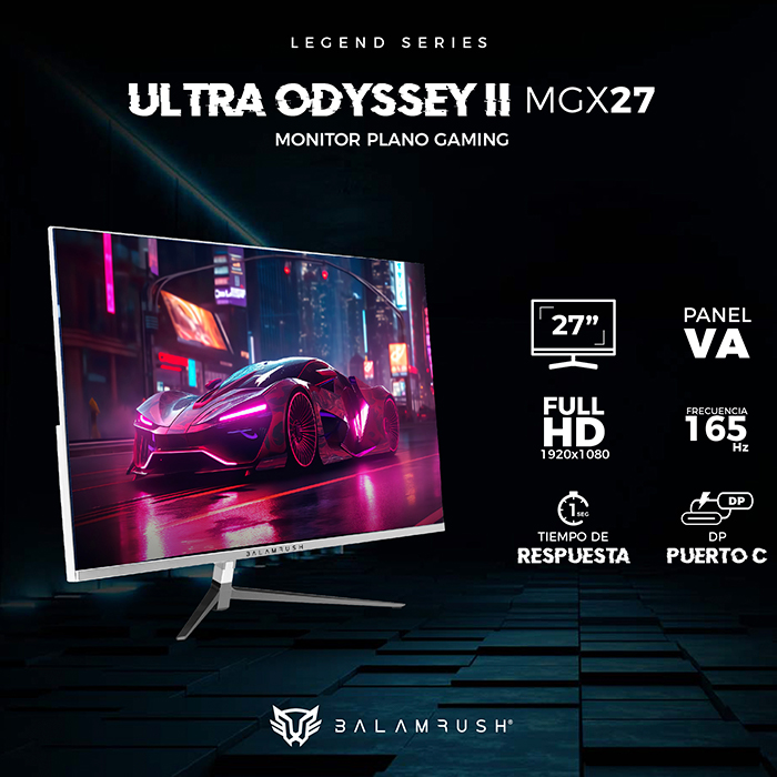 Monitor Gamer 27 BALAM RUSH ULTRA ODYSSEY II MGX27 1ms 165Hz FHD VA LED USB-C Blanco BR-938303 