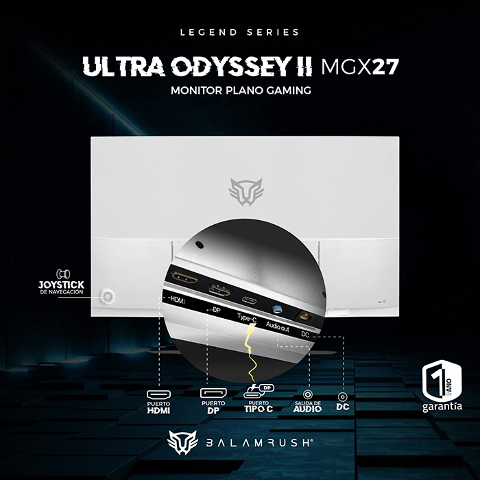 Monitor Gamer 27 BALAM RUSH ULTRA ODYSSEY II MGX27 1ms 165Hz FHD VA LED USB-C Blanco BR-938303 