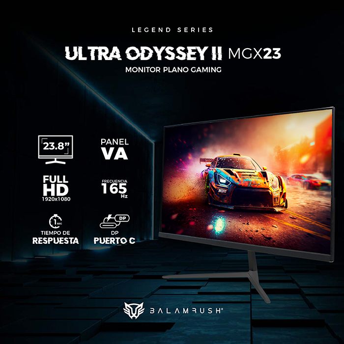 Monitor Gamer 23.8 BALAM RUSH ULTRA ODYSSEY II MGX23 1ms 165Hz FHD VA LED USB-C Negro BR-938341 
