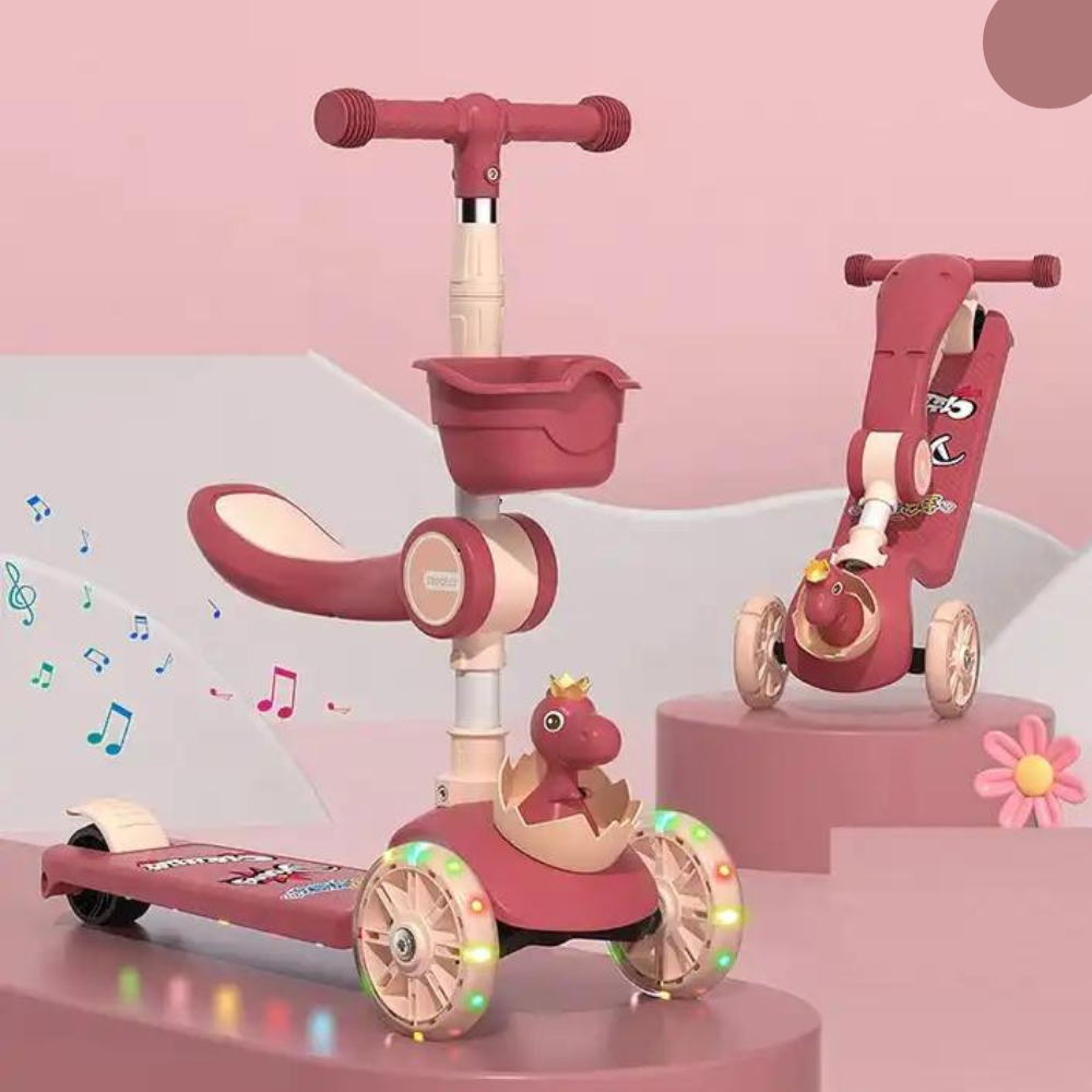 Scooter Patín Del Diablo Plegable Para Niños con Música y Luces LED Color Rosa