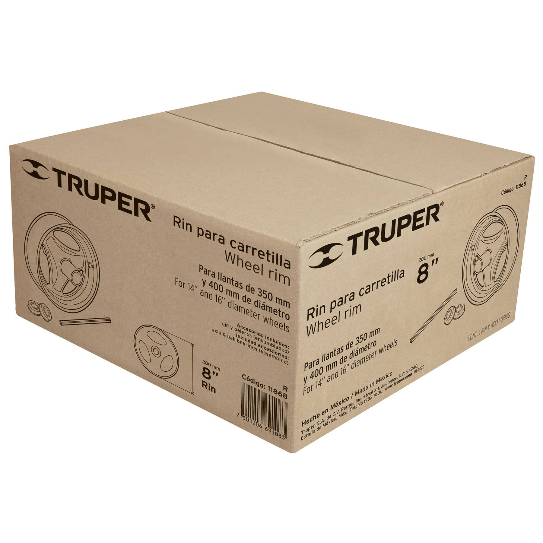 JUEGO DE RIN, EJE Y BALEROS PARA CARRETILLAS TRUPER Y PRETUL 11868