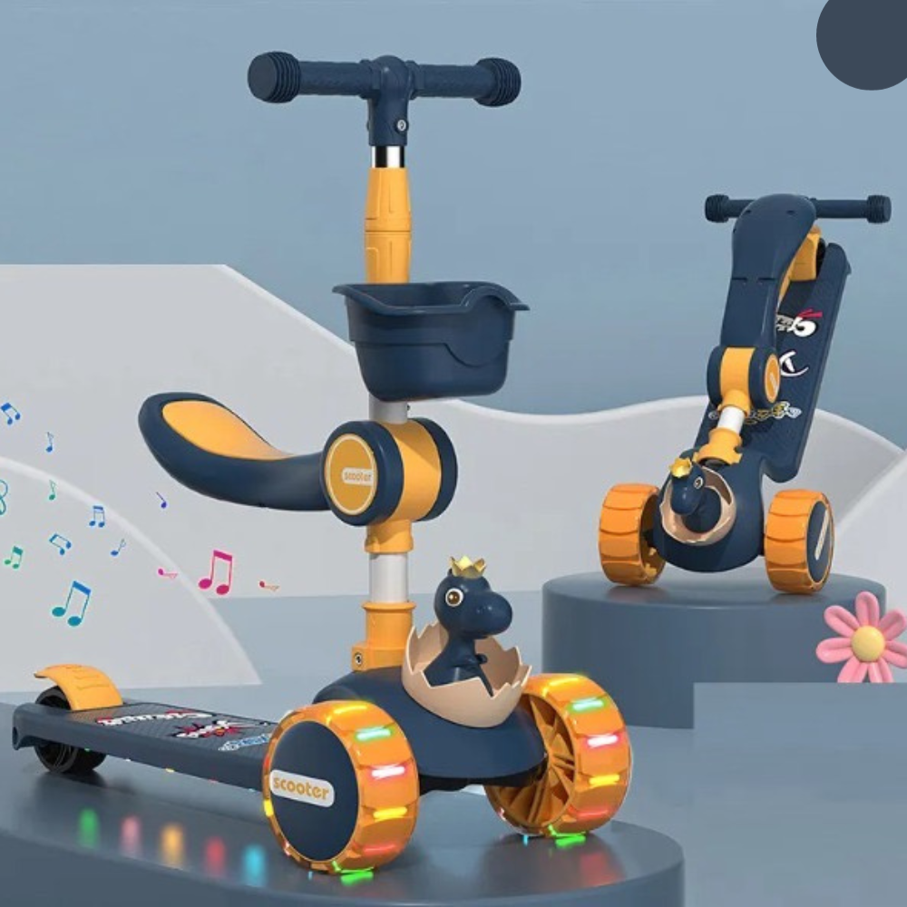 Scooter Patín Del Diablo Plegable Para Niños con Música y Luces LED Color Azul