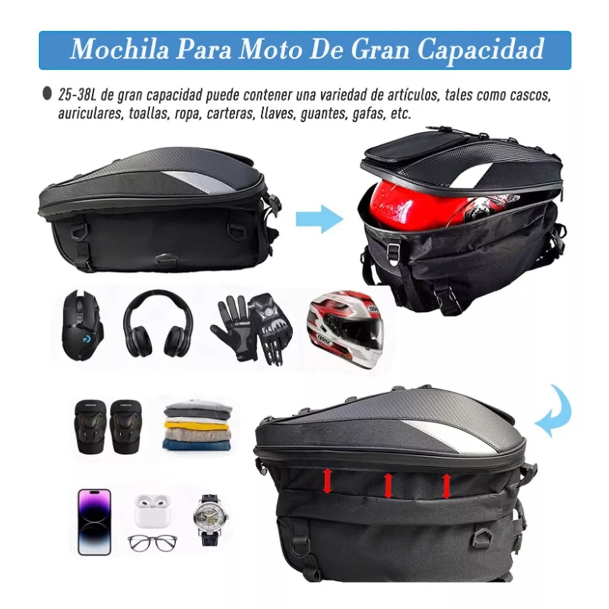 Alforjas Motocicleta De Asiento Trasero Mochila Impermeable