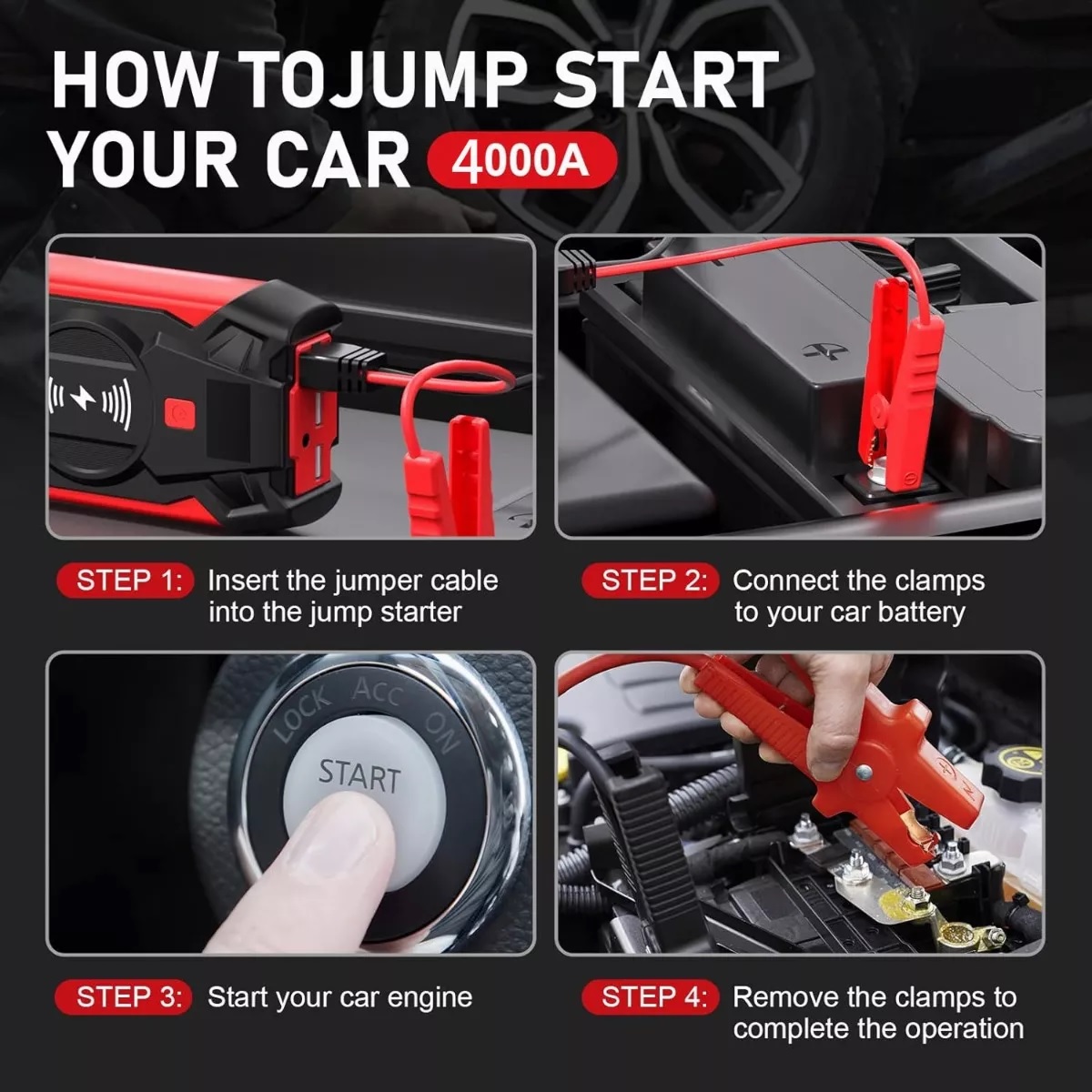 Arrancador De Batería De Auto Portátil 1500a 39800 Mah