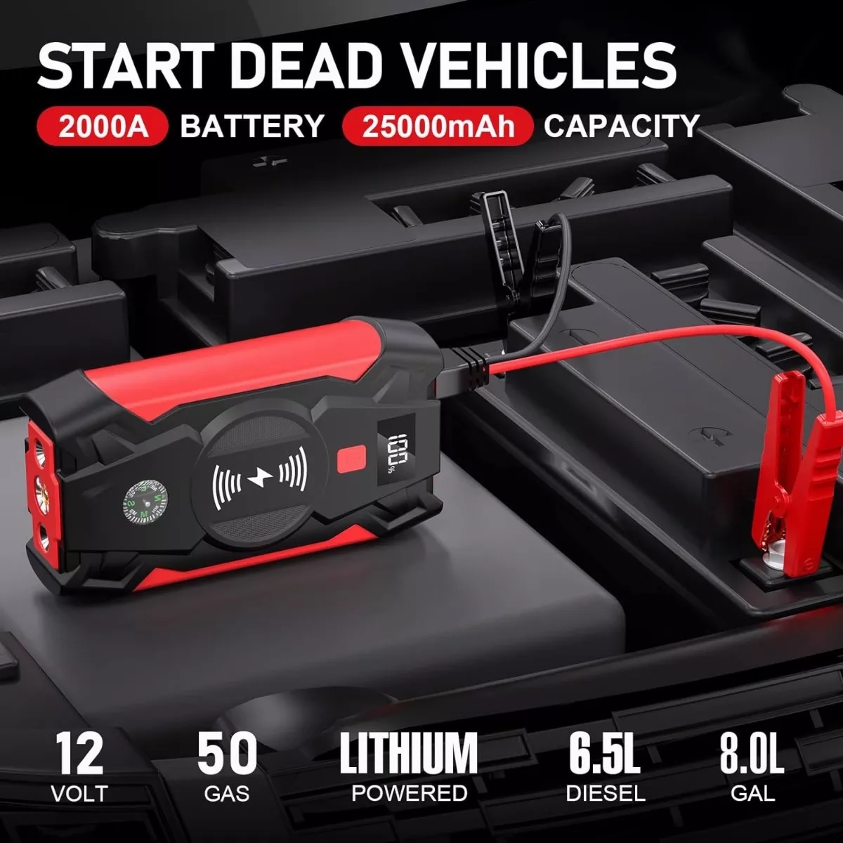 Arrancador De Batería De Auto Portátil 1500a 39800 Mah